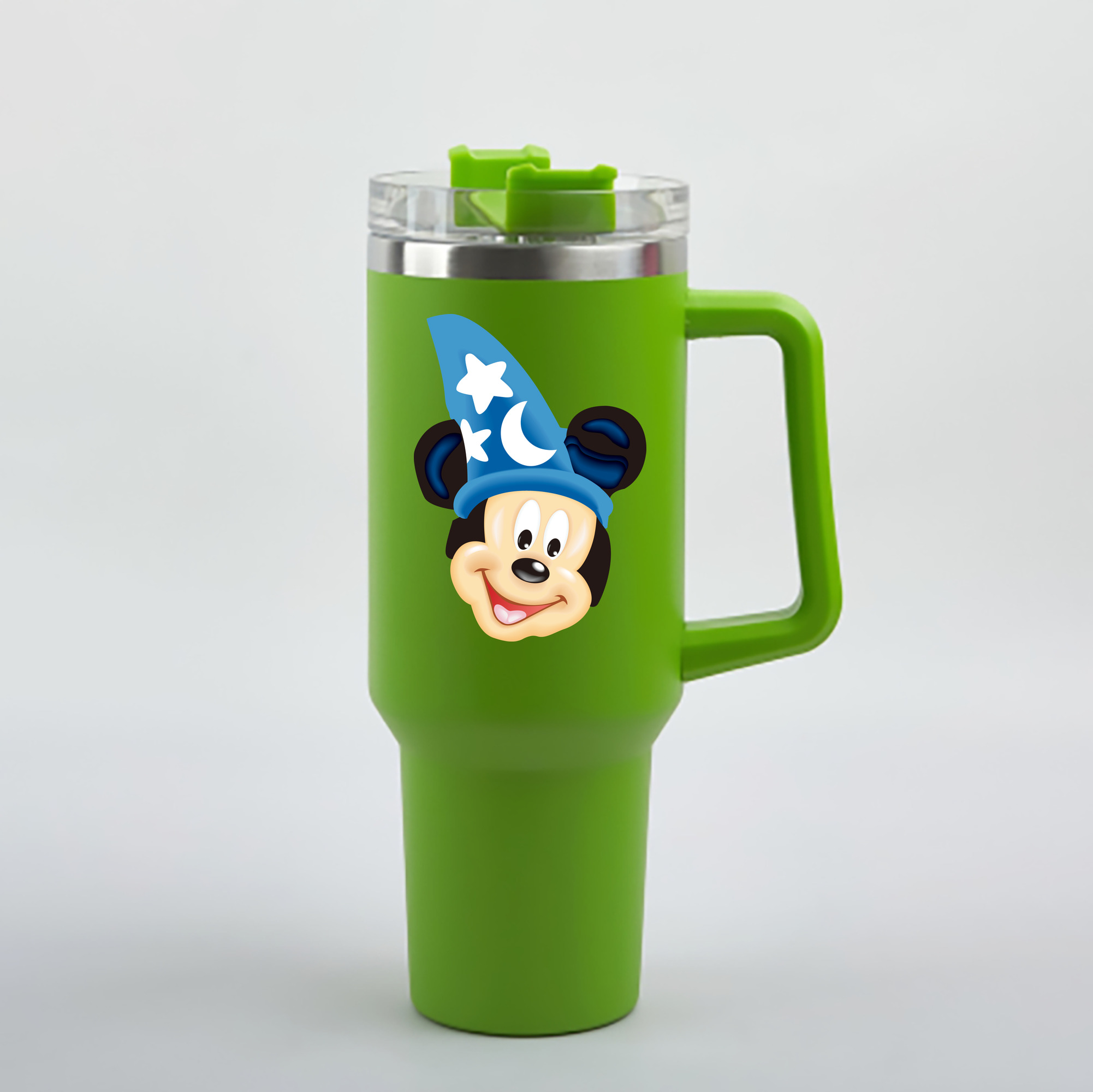 （画像用） ミッキーマウス Mickey Mouse 1200mL車用タンブラー - クリスタルステッカー（プラスチックストロー付き）